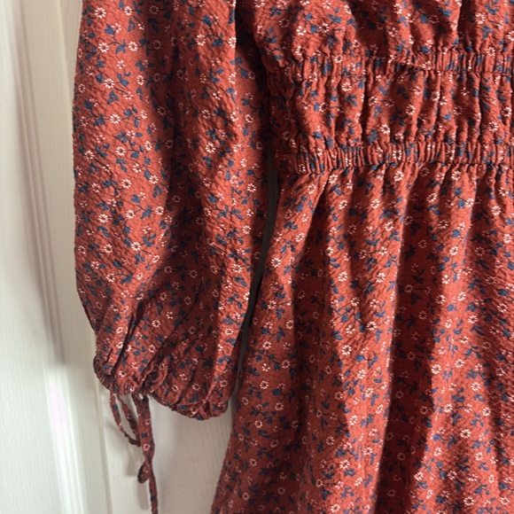 Sophia Tie-Front Midi Dress in Teaberry Floral Elegant Brown Midi Dress - Picture 9 of 12